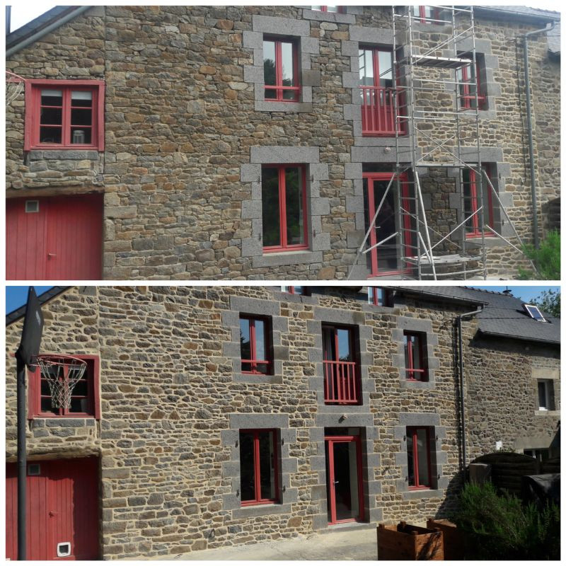 Rénovation de façade en pierre à Meslin