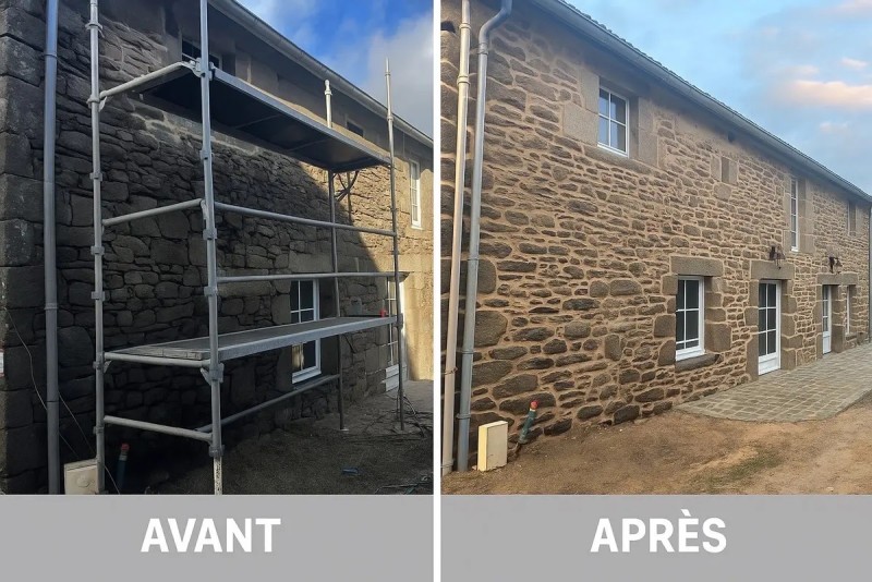 Rénovation de façade en pierre à Plélan-le-Grand