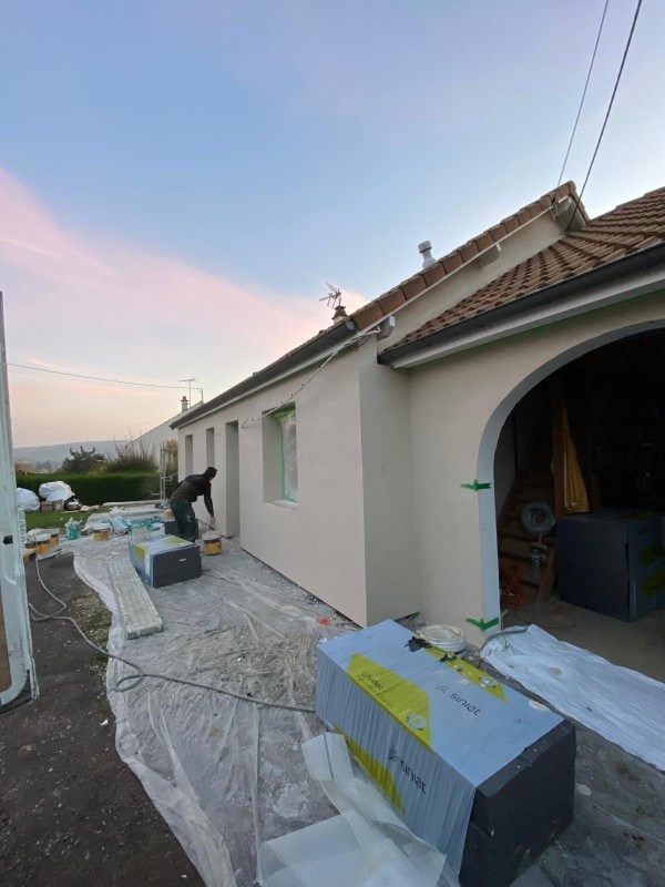  ravalement : enduit projeté à Nevers