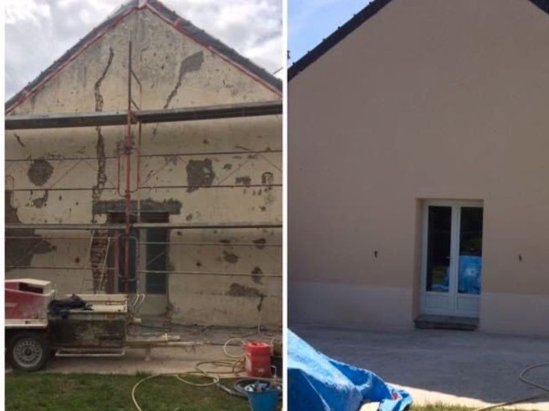  ravalement : enduit projeté à Tarbes