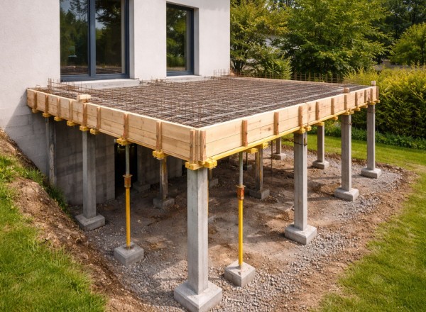 Terrasse béton sur pilotis à Molières (82)