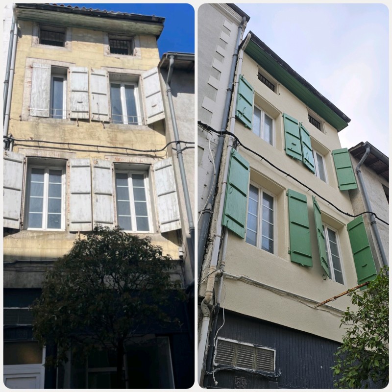  ravalement : enduit projeté à Foix